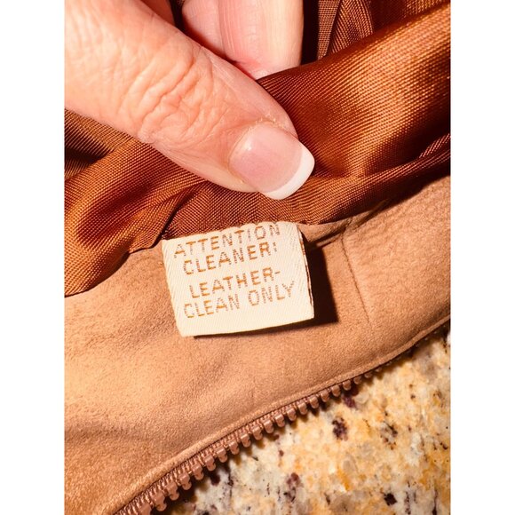 Vintage Leather by New England Classic Money Camel Leather Bomber Moto Jacket M - Picture 7 of 13